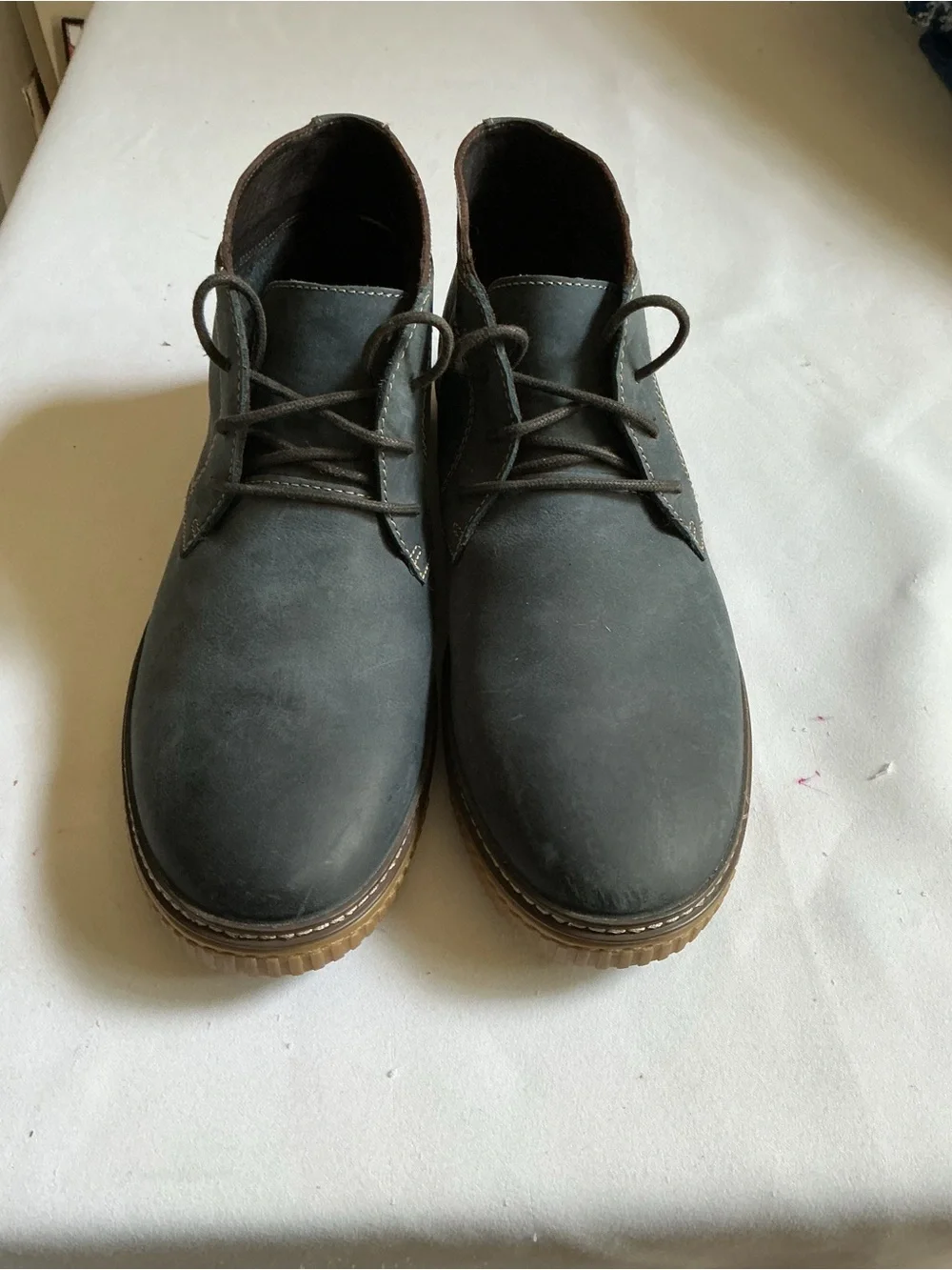 Johnston & Murphy Charcoal Chukka Boots with Tan Outsole